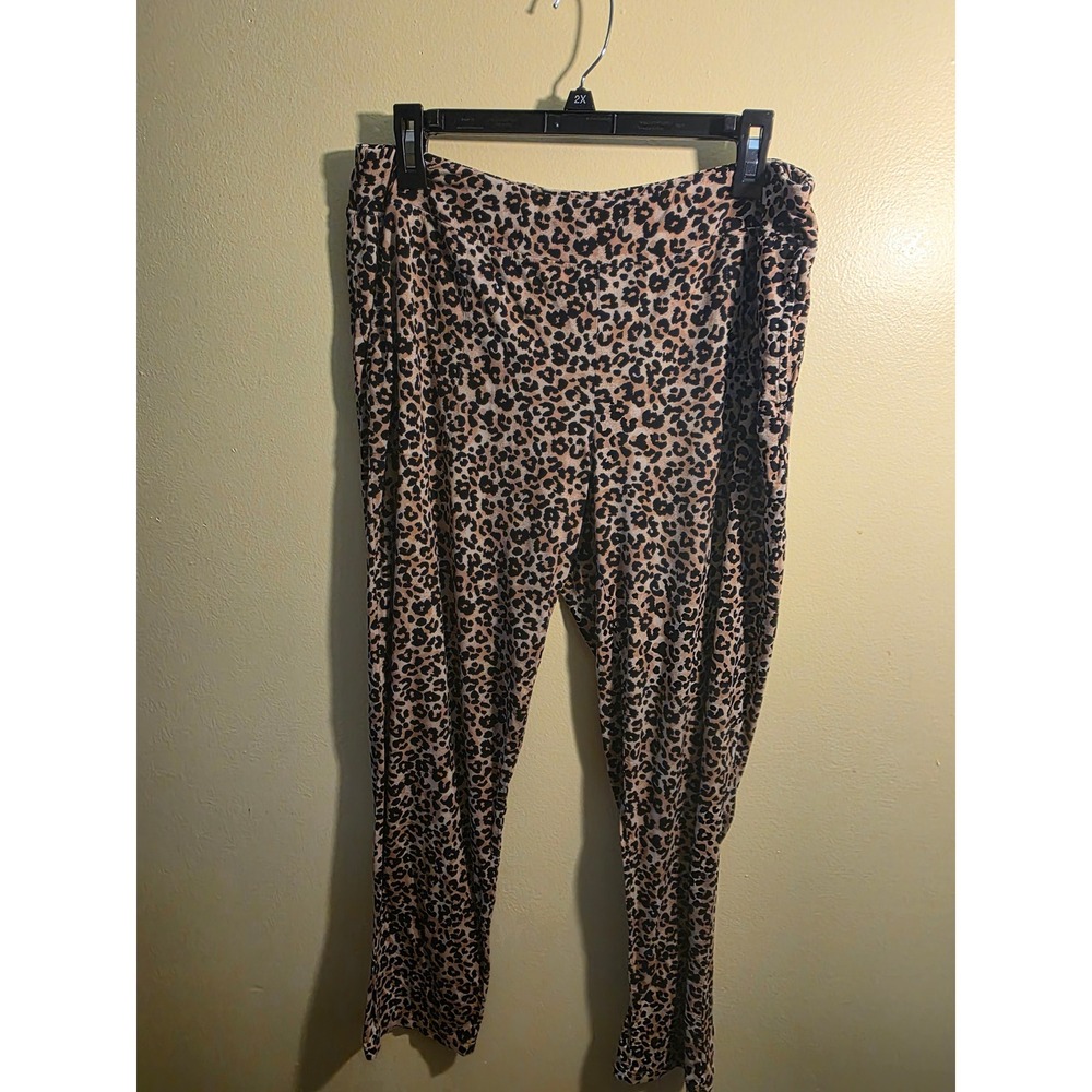 Soma Leopard Print Pajama Pants XL Tan Black Animal Print Lounge Sleepwear